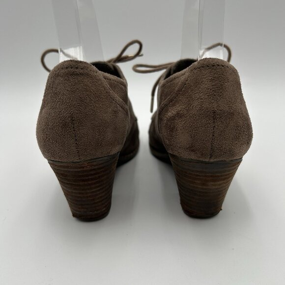 Dr. Scholl’s Cheer Lace-Up Ankle Bootie Block Heel Light Brown Suede US 6 M - Picture 3 of 9
